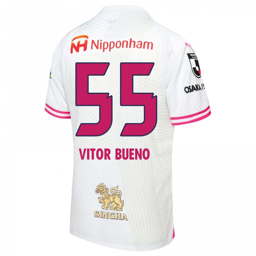 Criança Camisola Vitor Bueno #55 Branco Rosa Alternativa 2024/25 Camisa