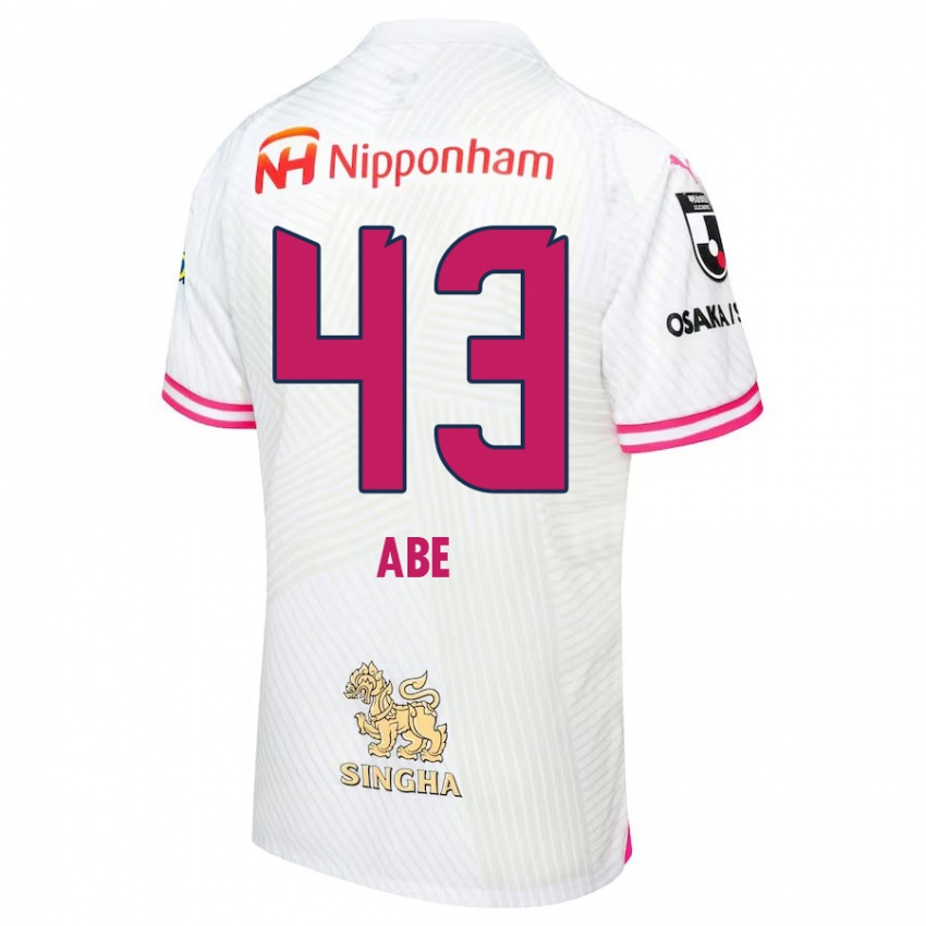 Criança Camisola Yosei Abe #43 Branco Rosa Alternativa 2024/25 Camisa