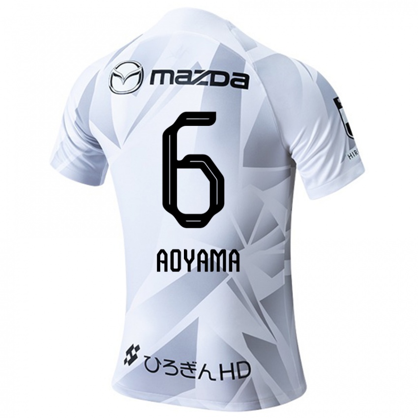 Criança Camisola Toshihiro Aoyama #6 Branco Cinza Preto Alternativa 2024/25 Camisa