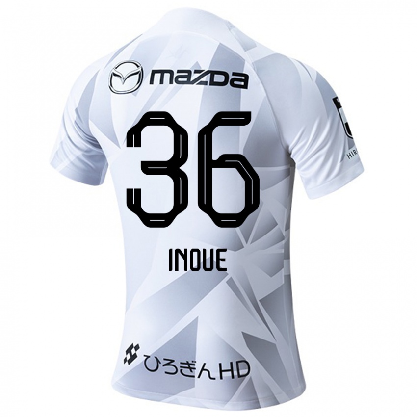 Criança Camisola Aren Inoue #36 Branco Cinza Preto Alternativa 2024/25 Camisa