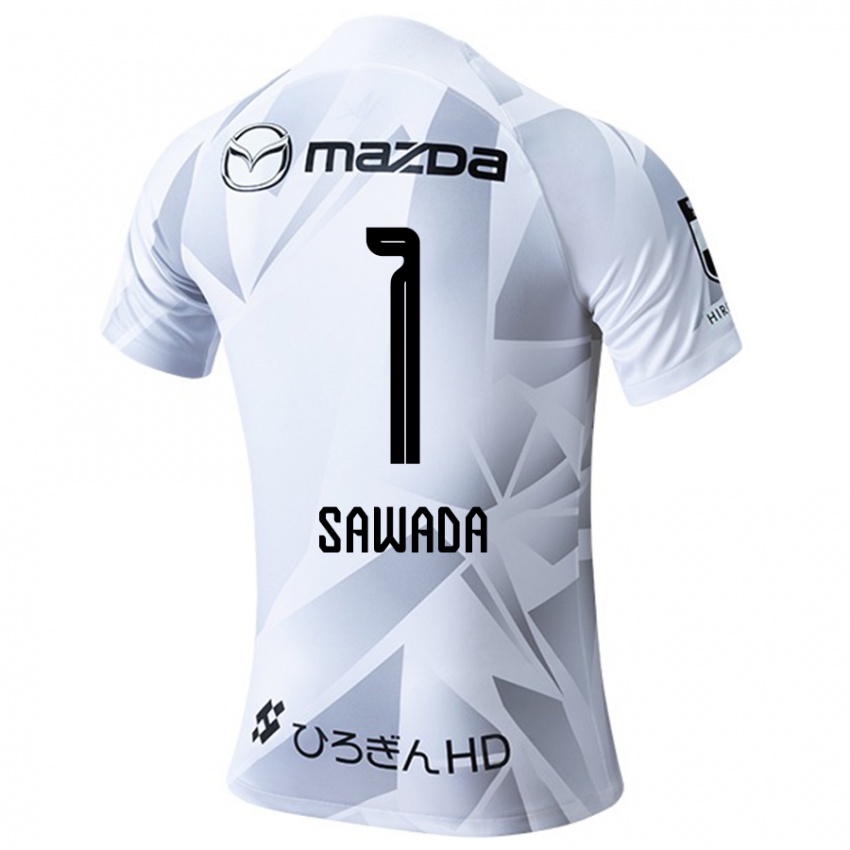 Criança Camisola Shunsuke Sawada #1 Branco Cinza Preto Alternativa 2024/25 Camisa