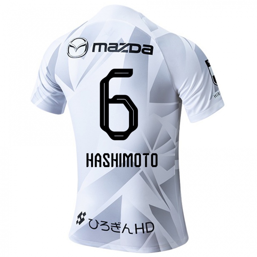 Criança Camisola Hinata Hashimoto #6 Branco Cinza Preto Alternativa 2024/25 Camisa