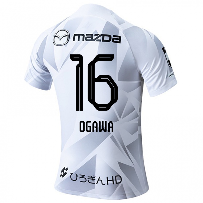 Criança Camisola Hikaru Ogawa #16 Branco Cinza Preto Alternativa 2024/25 Camisa