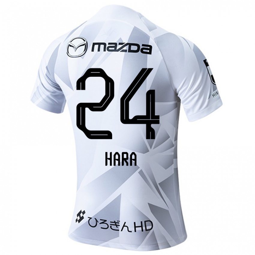 Criança Camisola Minato Hara #24 Branco Cinza Preto Alternativa 2024/25 Camisa