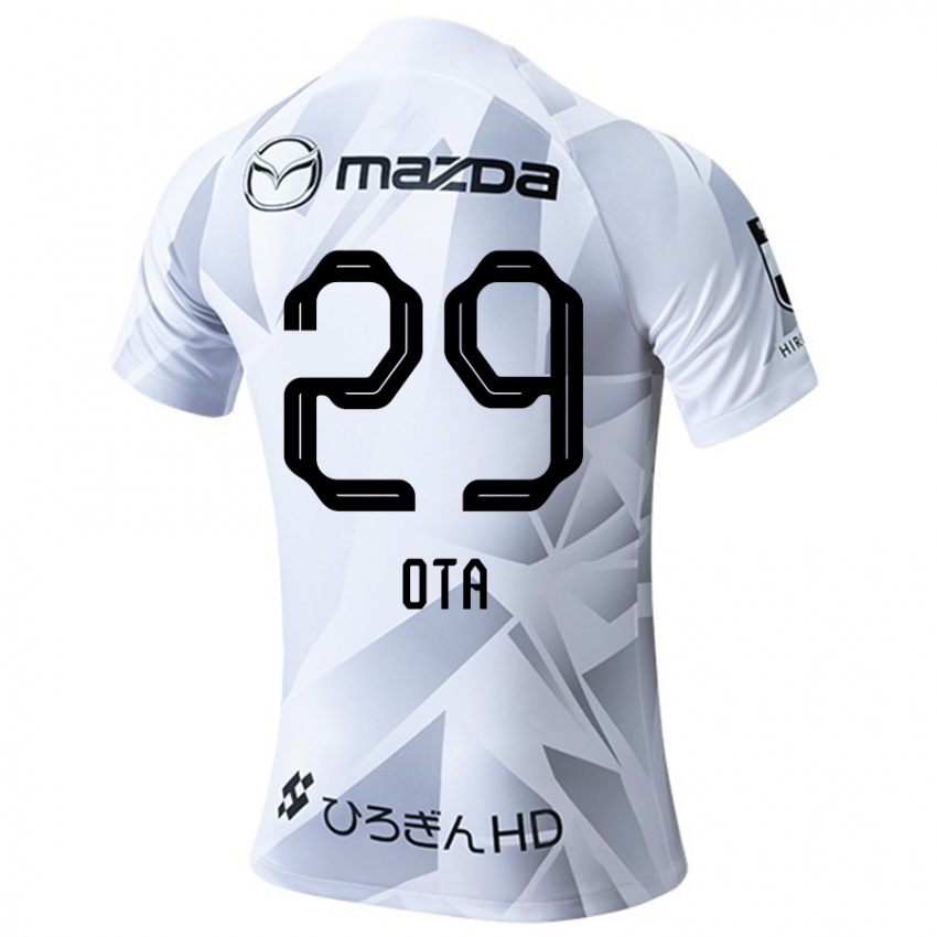 Criança Camisola Hiroto Ota #29 Branco Cinza Preto Alternativa 2024/25 Camisa