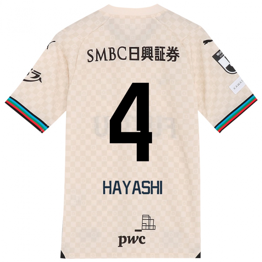 Criança Camisola Shunsuke Hayashi #4 Branco Cinza Alternativa 2024/25 Camisa