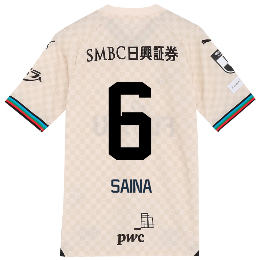 Criança Camisola Yuta Saina #6 Branco Cinza Alternativa 2024/25 Camisa