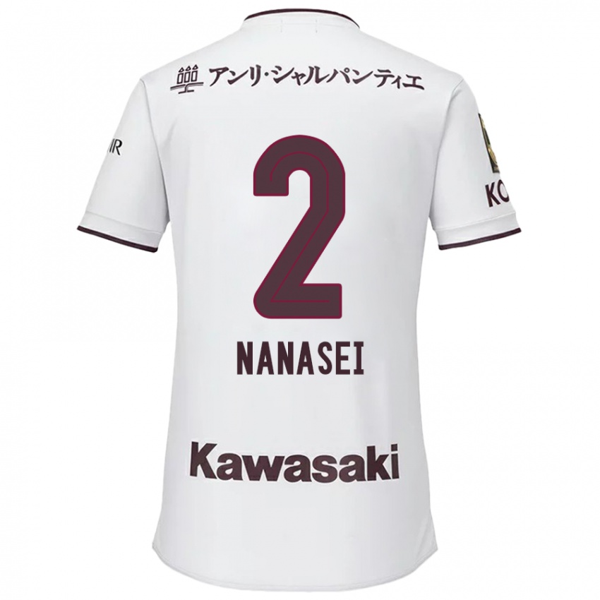 Criança Camisola Nanasei Iino #2 Branco Vermelho Alternativa 2024/25 Camisa