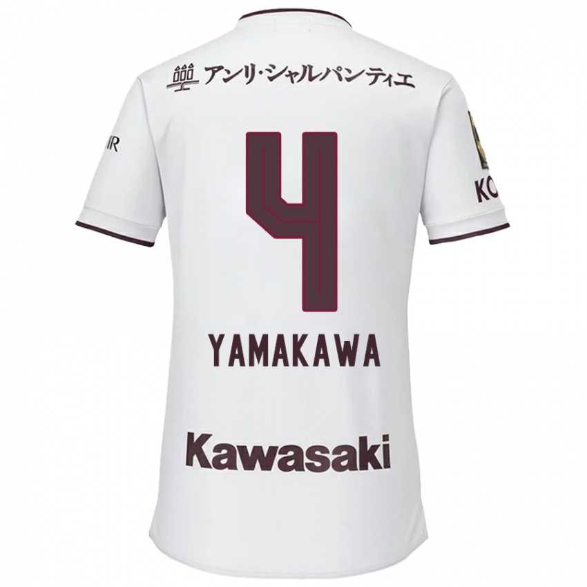 Criança Camisola Tetsushi Yamakawa #4 Branco Vermelho Alternativa 2024/25 Camisa