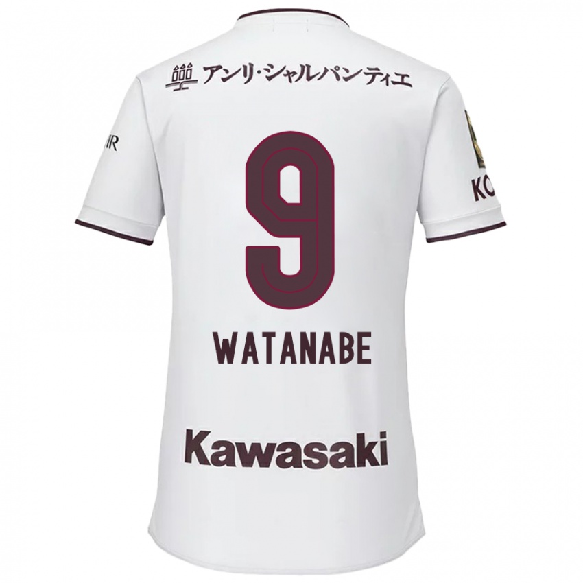 Criança Camisola Hayato Watanabe #9 Branco Vermelho Alternativa 2024/25 Camisa