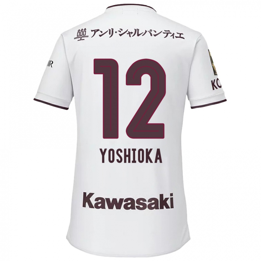 Criança Camisola Kosuke Yoshioka #12 Branco Vermelho Alternativa 2024/25 Camisa