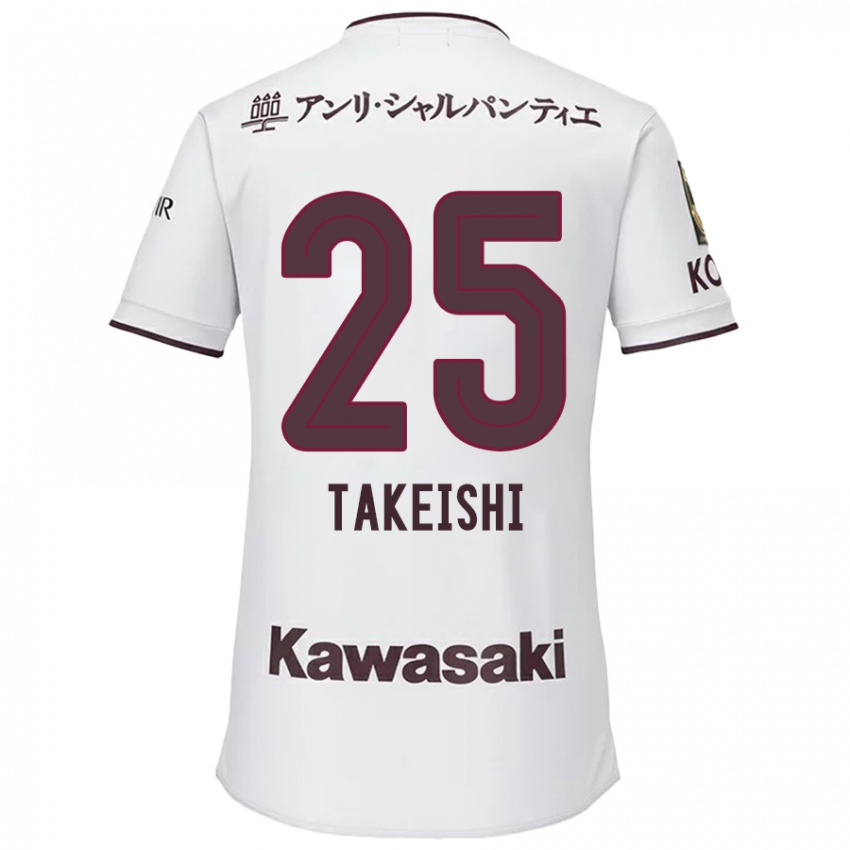 Criança Camisola Tsubasa Takeishi #25 Branco Vermelho Alternativa 2024/25 Camisa