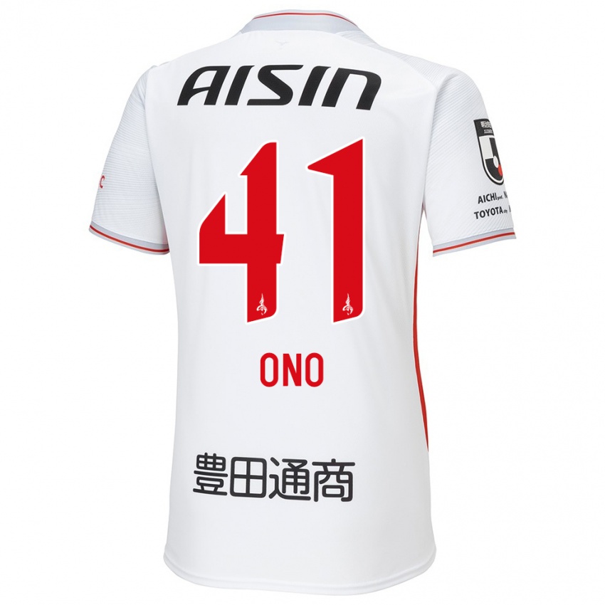 Criança Camisola Masahito Ono #41 Branco Amarelo Vermelho Alternativa 2024/25 Camisa