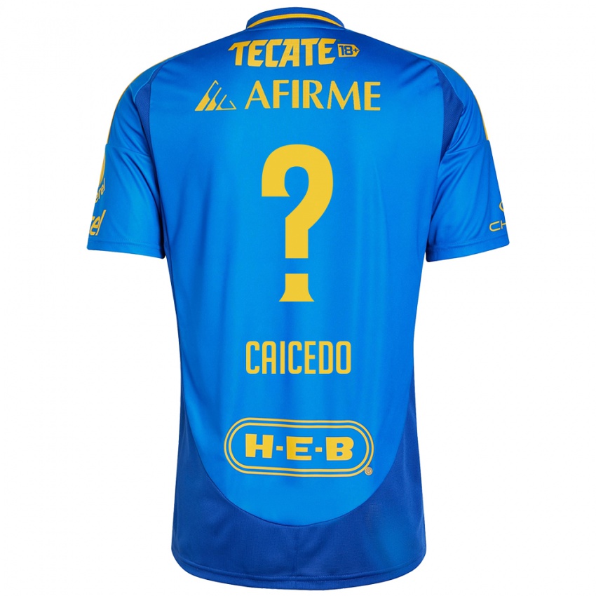 Criança Camisola Jordy Caicedo #0 Azul Amarelo Alternativa 2024/25 Camisa