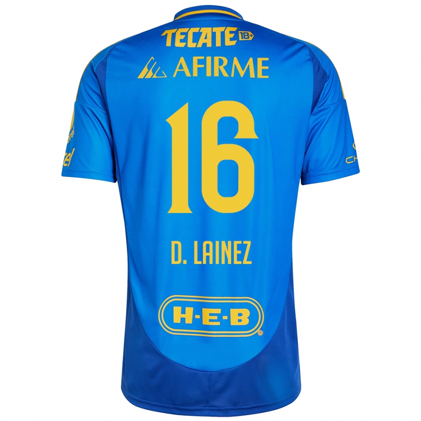 Criança Camisola Diego Lainez #16 Azul Amarelo Alternativa 2024/25 Camisa