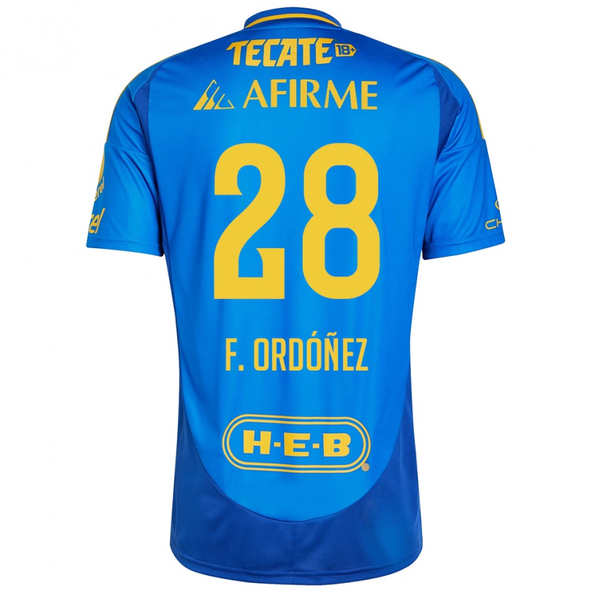 Criança Camisola Fernando Ordóñez #28 Azul Amarelo Alternativa 2024/25 Camisa