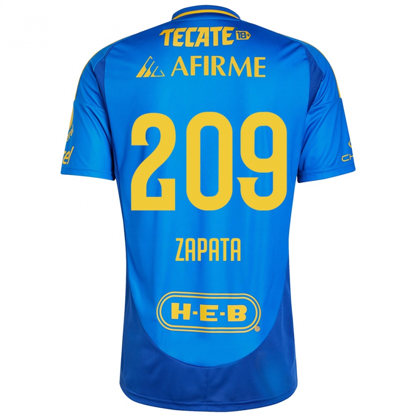 Criança Camisola Jorge Zapata #209 Azul Amarelo Alternativa 2024/25 Camisa