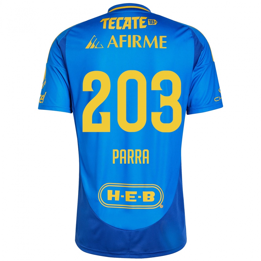 Criança Camisola Bernardo Parra #203 Azul Amarelo Alternativa 2024/25 Camisa