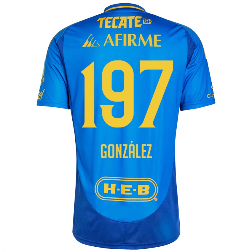 Criança Camisola Germán González #197 Azul Amarelo Alternativa 2024/25 Camisa