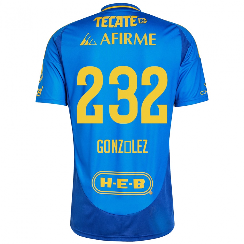 Criança Camisola César González #232 Azul Amarelo Alternativa 2024/25 Camisa