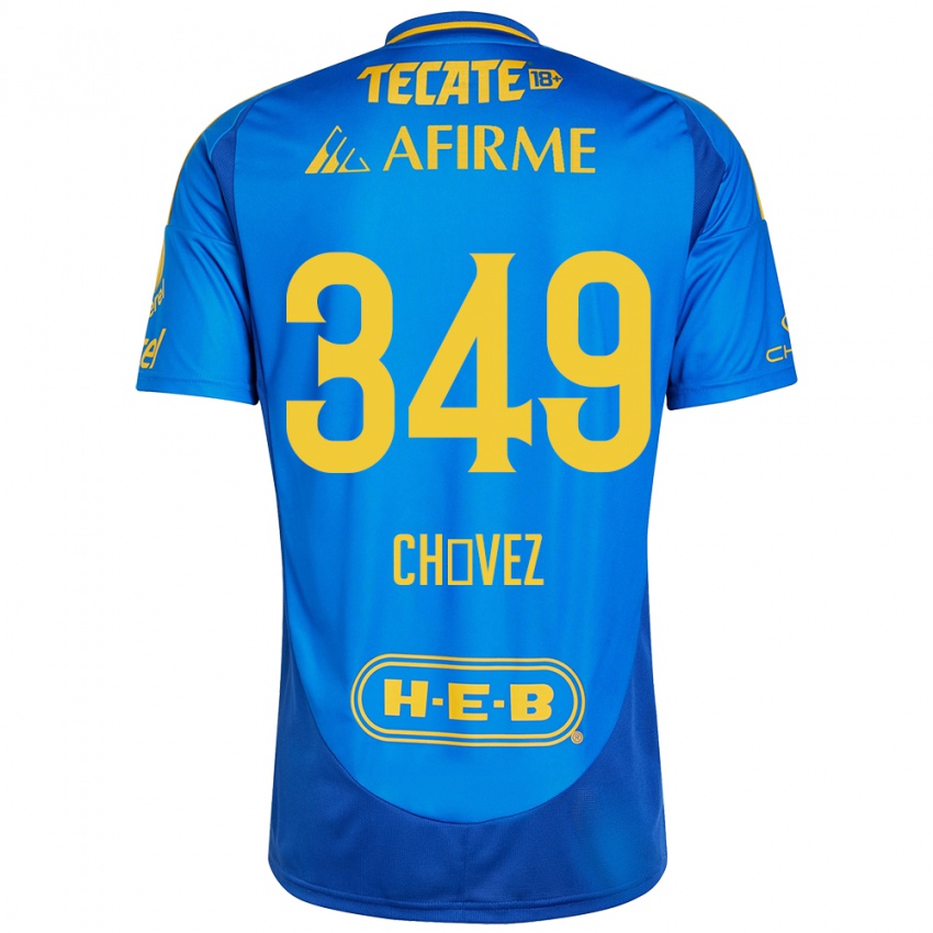 Criança Camisola Jorge Chávez #349 Azul Amarelo Alternativa 2024/25 Camisa