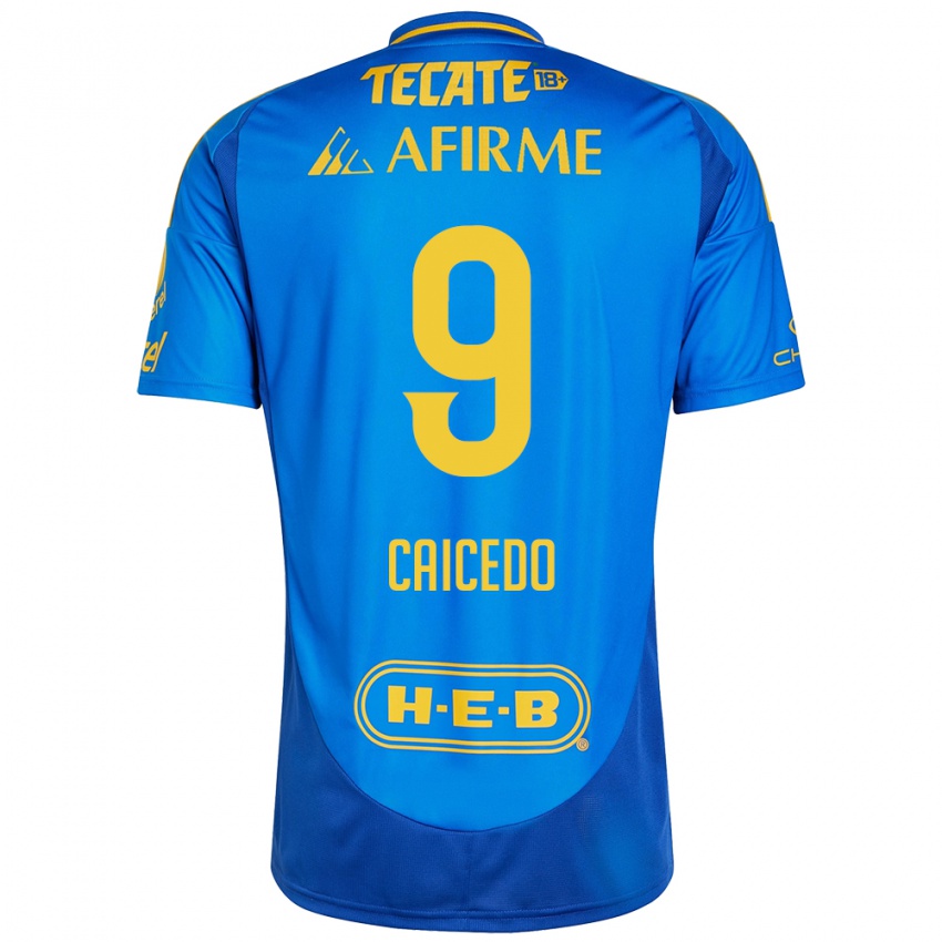 Criança Camisola Jordy Caicedo #9 Azul Amarelo Alternativa 2024/25 Camisa