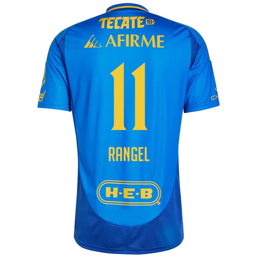 Criança Camisola Nayeli Rangel #11 Azul Amarelo Alternativa 2024/25 Camisa