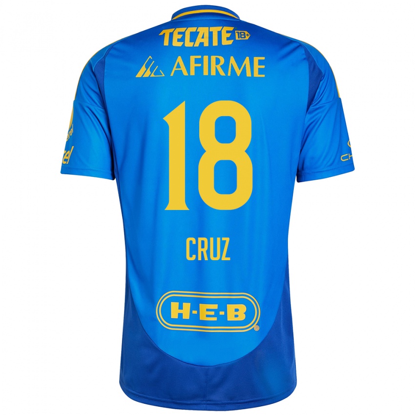 Criança Camisola Belen Cruz #18 Azul Amarelo Alternativa 2024/25 Camisa