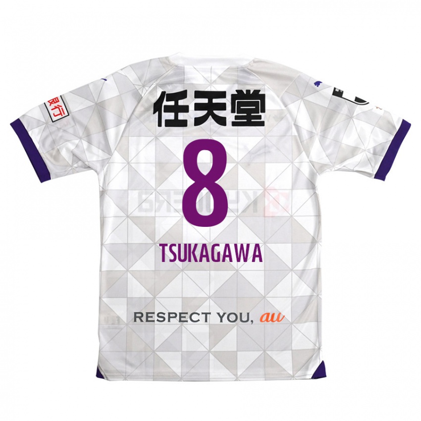 Criança Camisola Koki Tsukagawa #8 Branco Roxo Alternativa 2024/25 Camisa