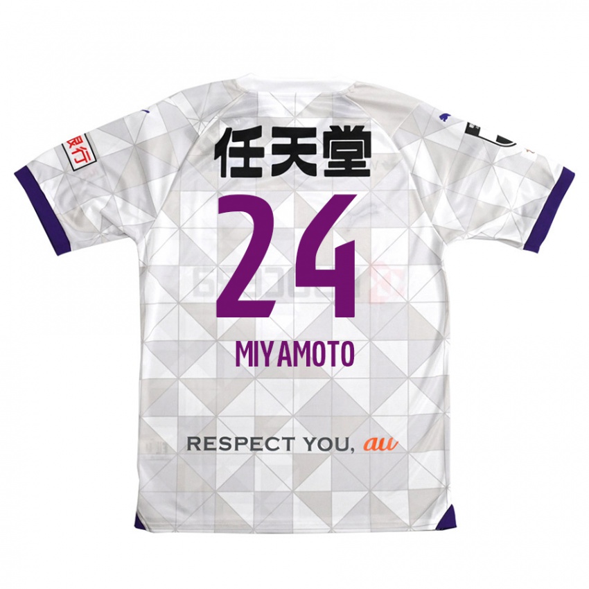 Criança Camisola Yuta Miyamoto #24 Branco Roxo Alternativa 2024/25 Camisa