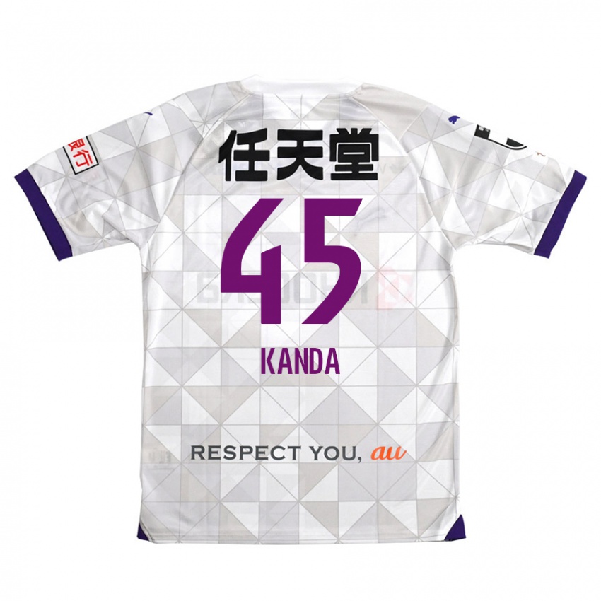 Criança Camisola Kotaro Kanda #45 Branco Roxo Alternativa 2024/25 Camisa