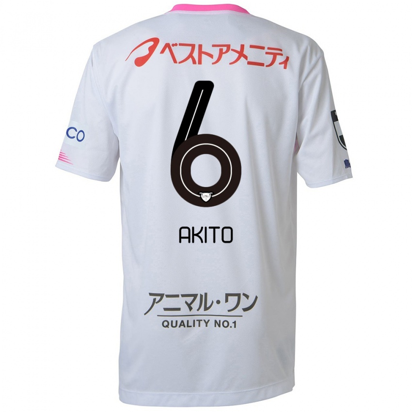 Criança Camisola Akito Fukuta #6 Branco Azul Rosa Alternativa 2024/25 Camisa