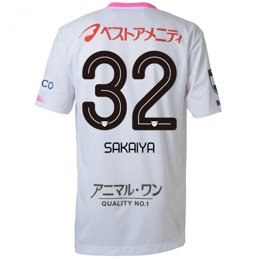 Criança Camisola Keisuke Sakaiya #32 Branco Azul Rosa Alternativa 2024/25 Camisa