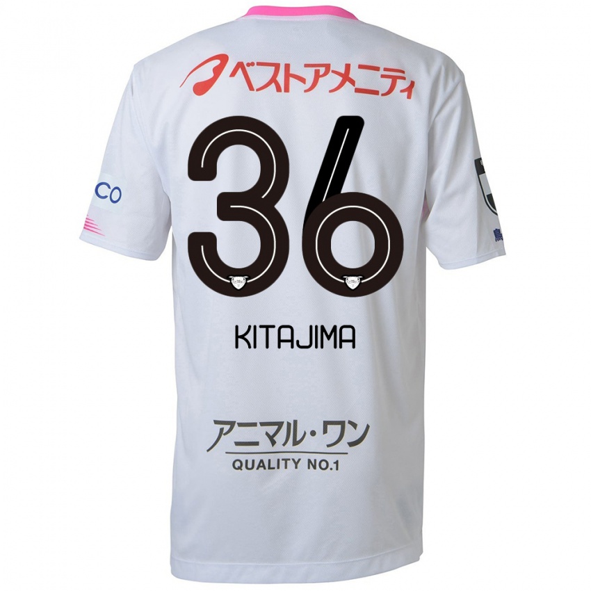 Criança Camisola Fumiya Kitajima #36 Branco Azul Rosa Alternativa 2024/25 Camisa