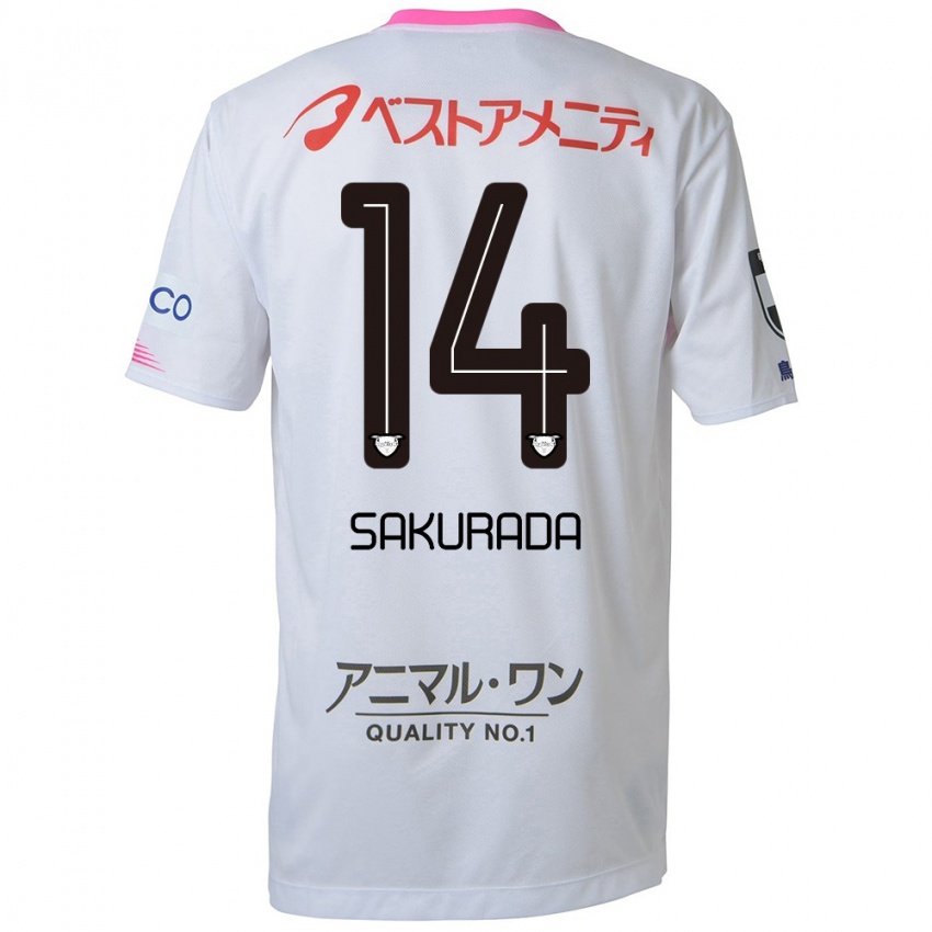 Criança Camisola Ryu Sakurada #14 Branco Azul Rosa Alternativa 2024/25 Camisa