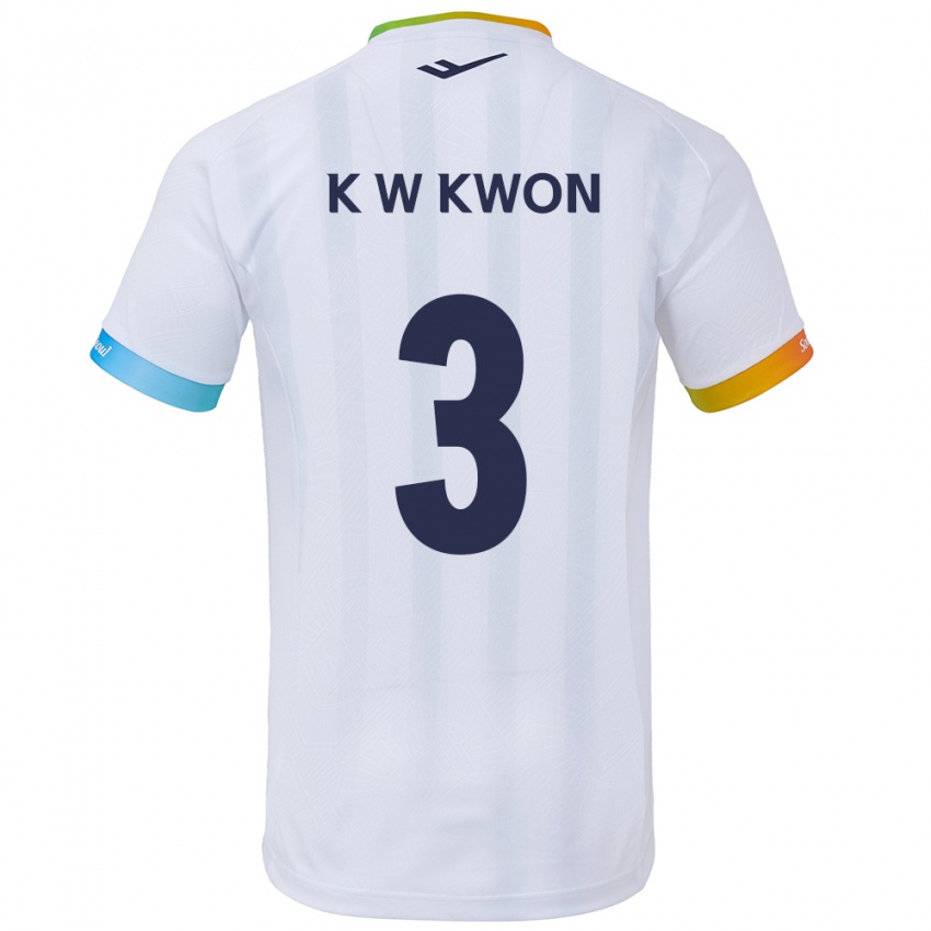 Criança Camisola Wan-Kyu Kwon #3 Branco Azul Alternativa 2024/25 Camisa