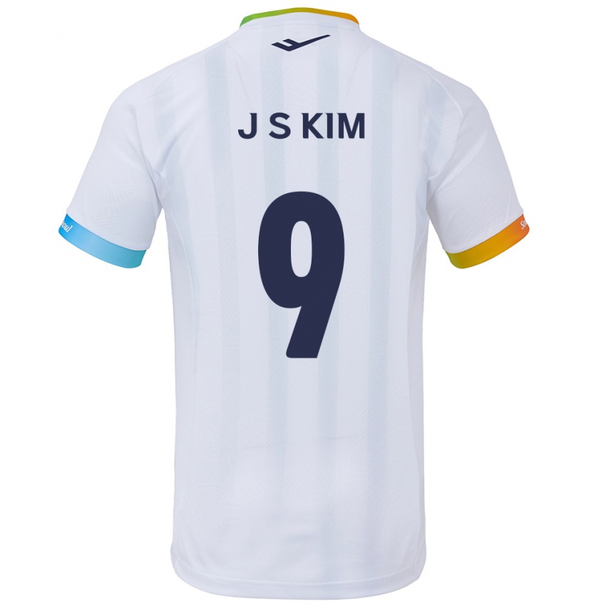 Criança Camisola Shin-Jin Kim #9 Branco Azul Alternativa 2024/25 Camisa