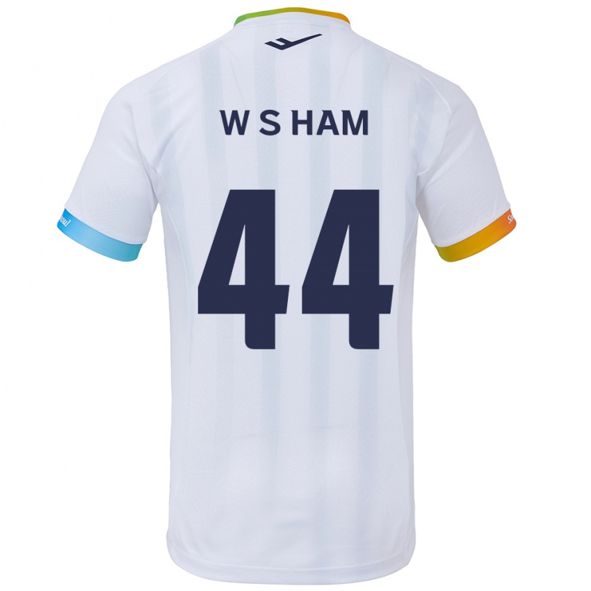 Criança Camisola Sun-Woo Ham #44 Branco Azul Alternativa 2024/25 Camisa