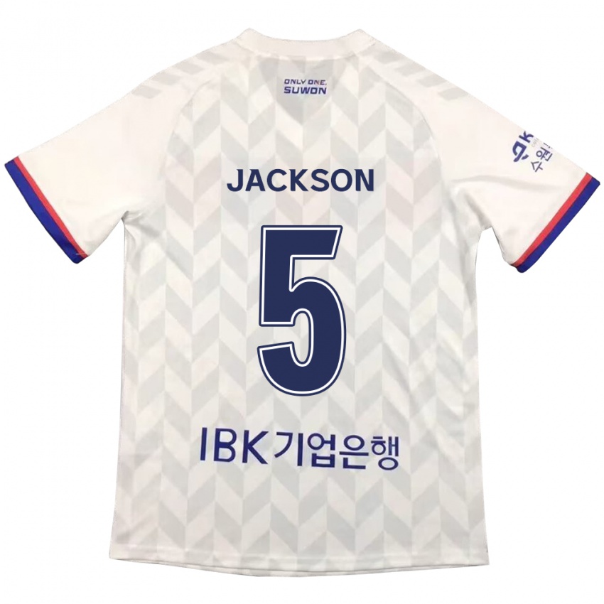 Criança Camisola Lachlan Jackson #5 Branco Azul Alternativa 2024/25 Camisa