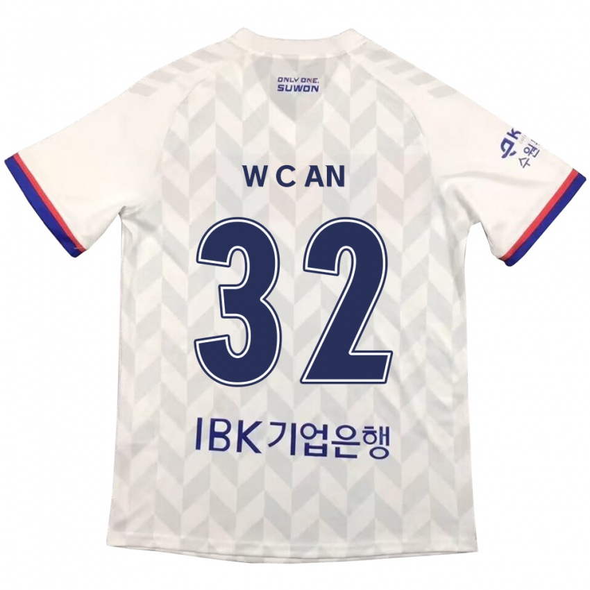 Criança Camisola Chi-Woo An #32 Branco Azul Alternativa 2024/25 Camisa