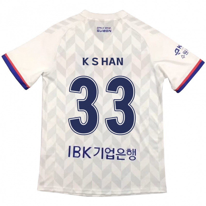 Criança Camisola Sang-Kyu Han #33 Branco Azul Alternativa 2024/25 Camisa