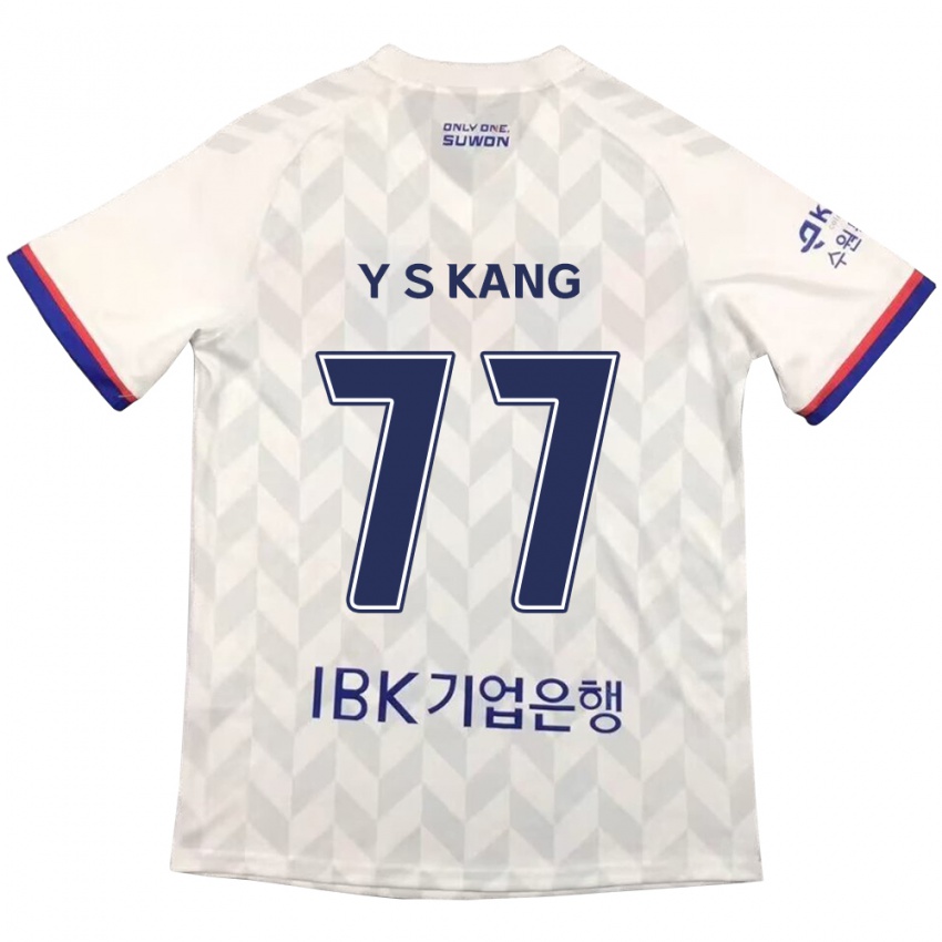 Criança Camisola Sang-Yun Kang #77 Branco Azul Alternativa 2024/25 Camisa