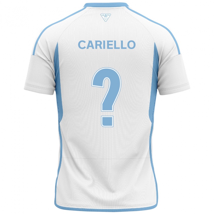 Criança Camisola Yago Cariello #0 Branco Azul Alternativa 2024/25 Camisa