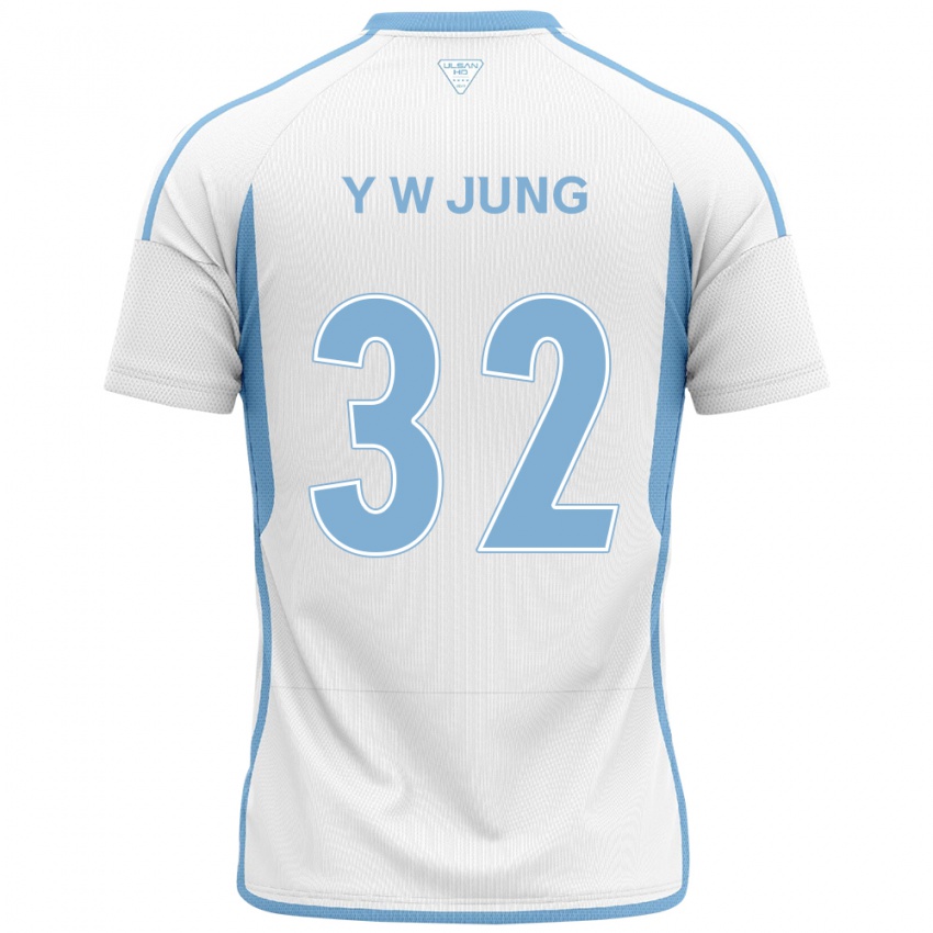 Criança Camisola Woo-Young Jung #32 Branco Azul Alternativa 2024/25 Camisa