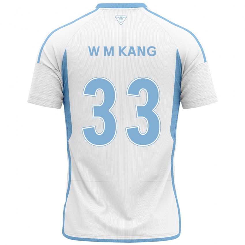 Criança Camisola Min-Woo Kang #33 Branco Azul Alternativa 2024/25 Camisa