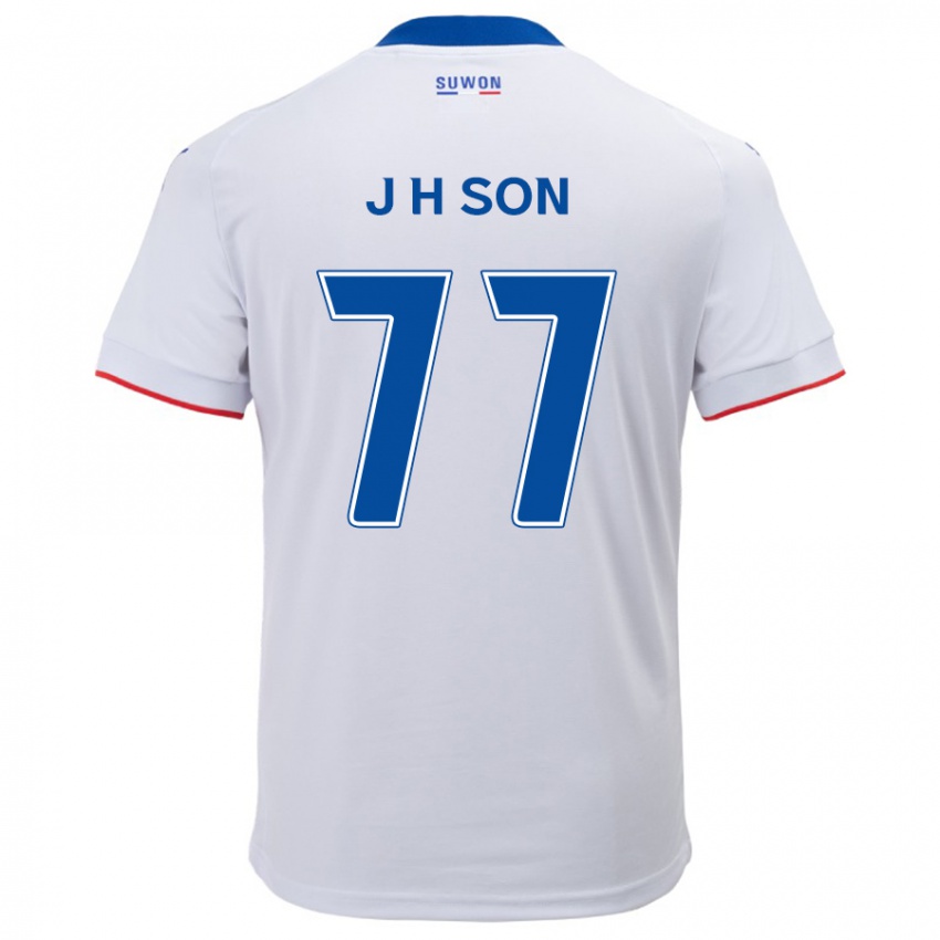 Criança Camisola Ho-Jun Son #77 Branco Azul Alternativa 2024/25 Camisa