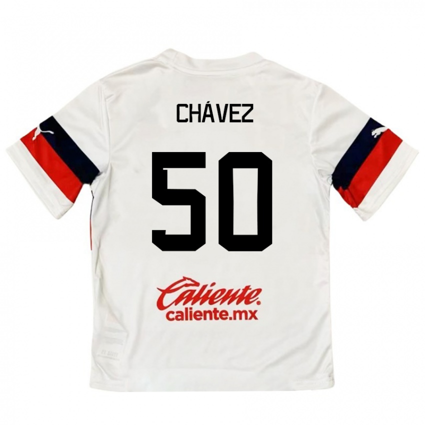 Criança Camisola Mateo Chávez #50 Branco Vermelho Alternativa 2024/25 Camisa