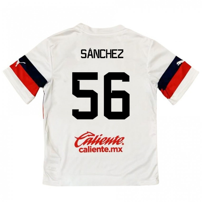 Criança Camisola Benjamín Sánchez #56 Branco Vermelho Alternativa 2024/25 Camisa