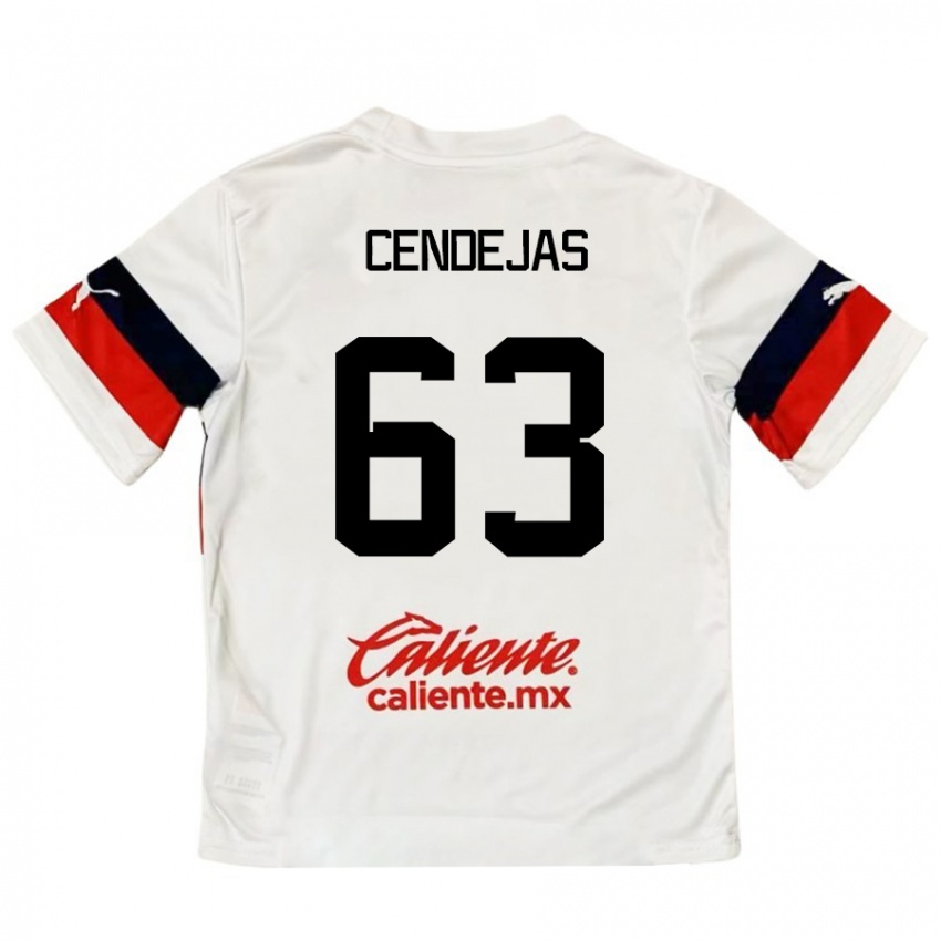 Criança Camisola Matías Cendejas #63 Branco Vermelho Alternativa 2024/25 Camisa