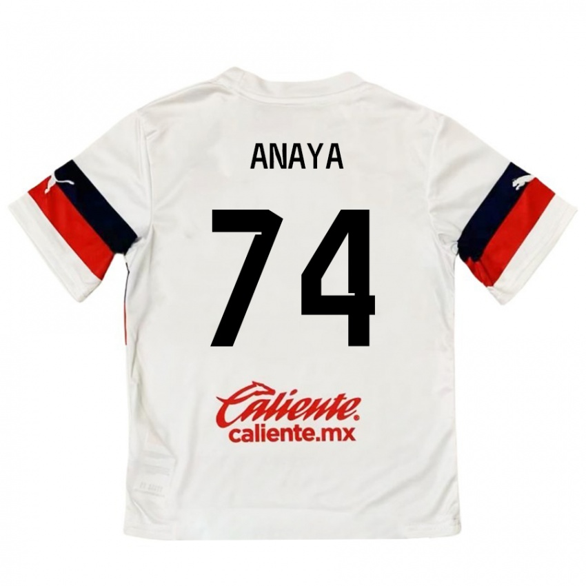 Criança Camisola Mario Anaya #74 Branco Vermelho Alternativa 2024/25 Camisa